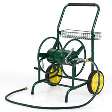 Garden Hose Reel Cart, 230 FT of 5/8” Large Capacity w/ 2 Wheels, Storage Basket