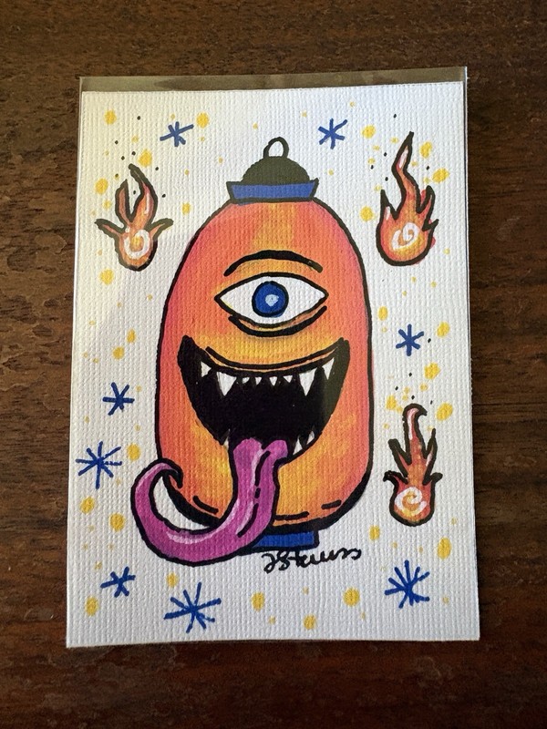 ACEO Original Colorful Japanese Yokai-Obeke, Signed By Artist