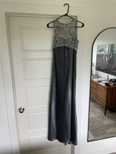 Vintage Y2K Silver Maxi Formal Evening Dress Michaelangelo Sz 6 Small Gown