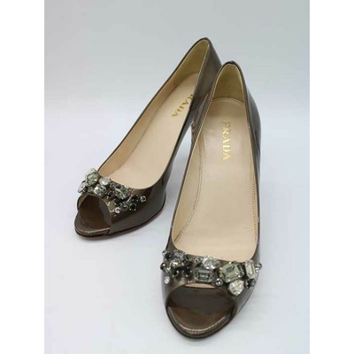 Prada Open Toe Pumps Heels Blond Damen Größe EU 36,5 US 6,5 Gebraucht
