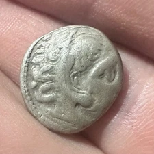 Alexander the Great Drachm Silver Coin 310BC Ancient Greek Zeus Heracles O Mark