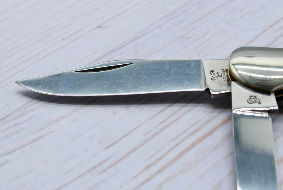 Cuchillo Cabeza de Cobre Ciervo Plegable HEN & ROOSTER BERTRAM 232DS 2 Hojas Alemania Foto 4 de 4