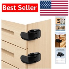 Black Baby Proofing Locks for Drawers - Easy Peel  Stick Installation