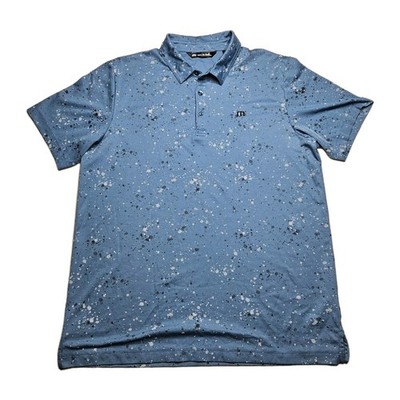 Travis Matthew Mens large Blue With Splats Polo Golf Preppy 