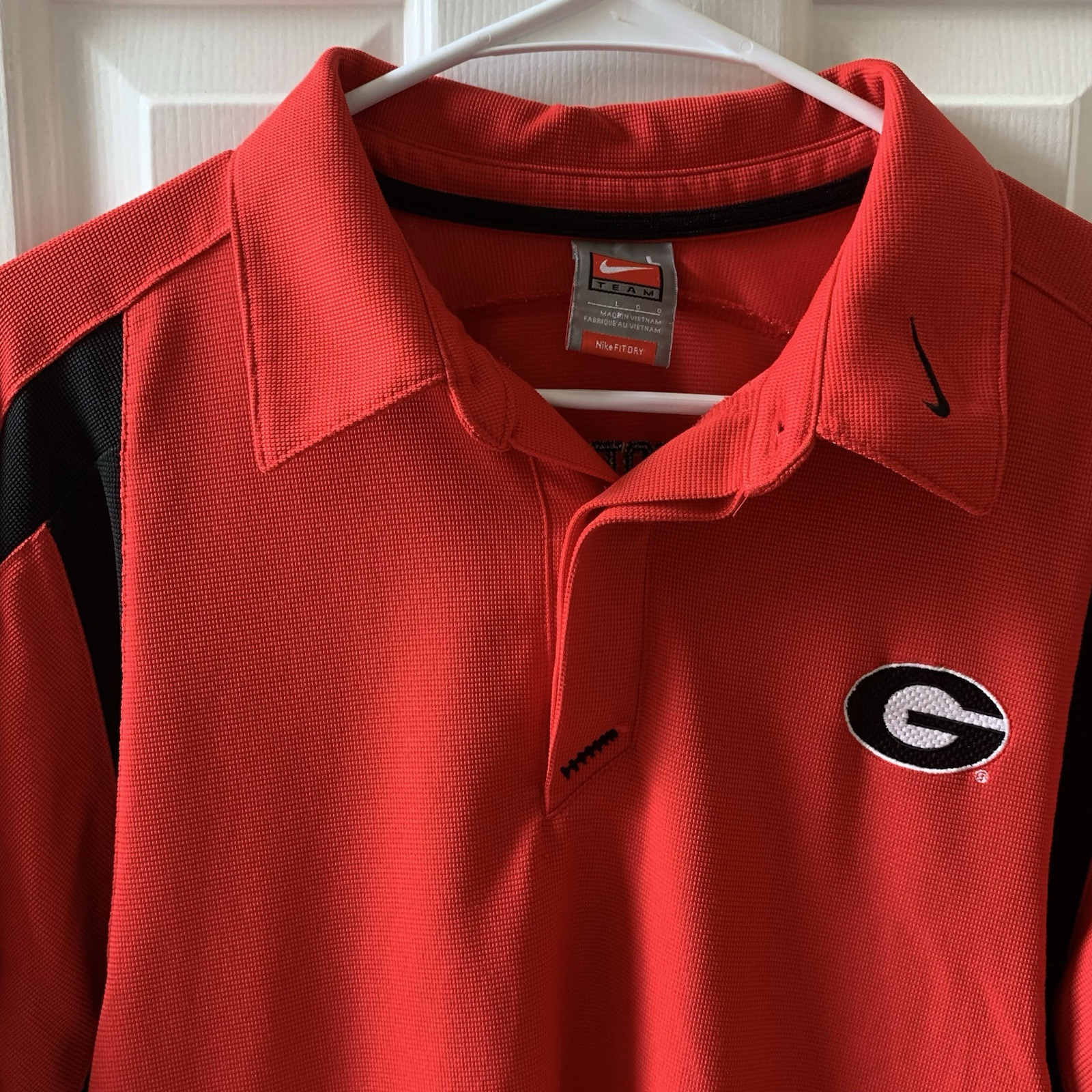 UGA Bulldogs Logo Mens Nike Fit Dry Red Polo Shirt Size Large thumbnail 3