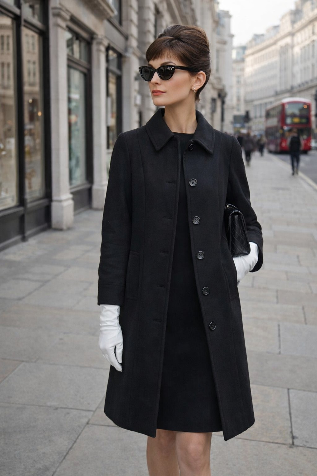 Lands’ End Women’s Wool Blend Topcoat Black Size 6 Single Breasted Classic