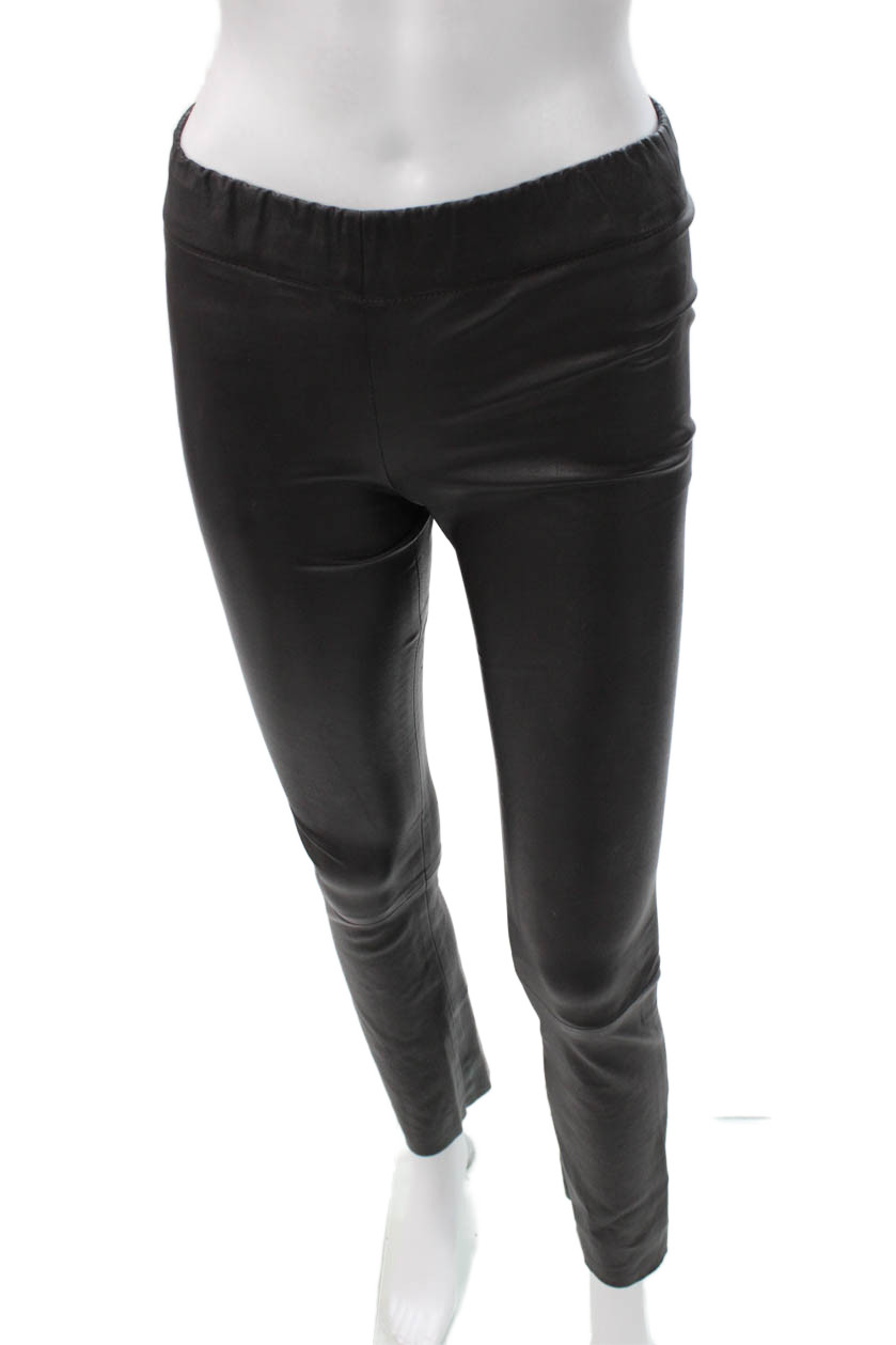Sharis Place Women Ankle Faux Leather Leggings Black Size 0Free Shipping in US $100+ Orders | $6.95 Orders Below