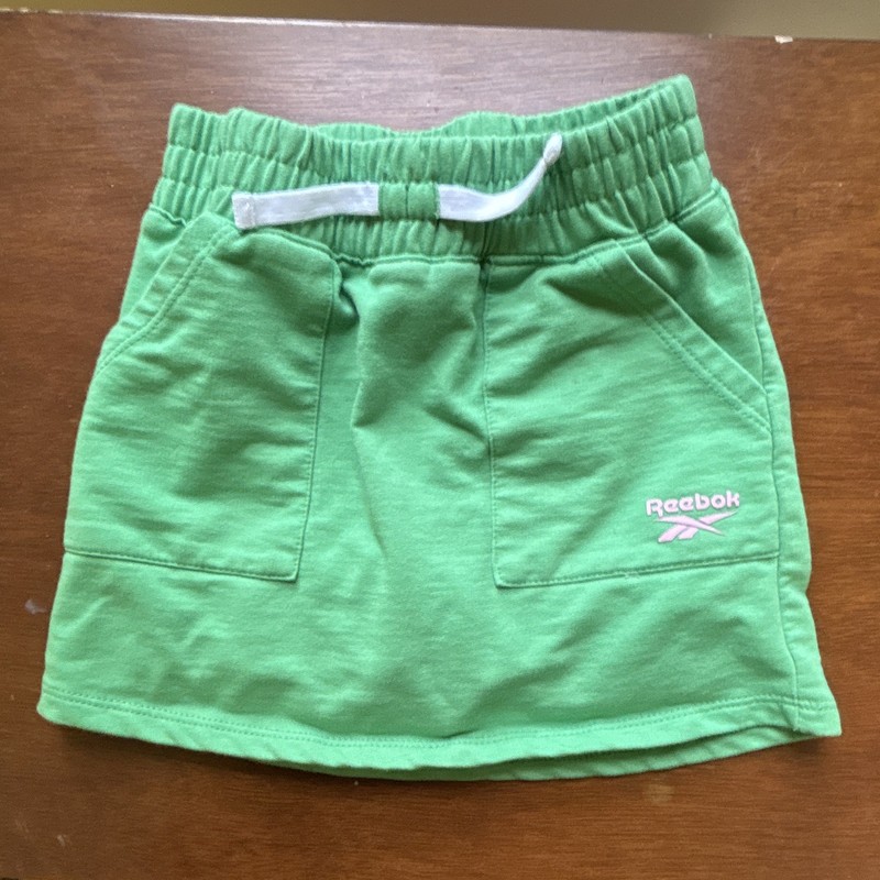 Reebok Girls Green A-Line Cotton Skort Size 5 Adjustable Waist Pockets