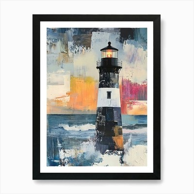 Moderner Leuchtturm 12 Kunstdruck gerahmtes Wandbild Poster Leinwanddruck Bild