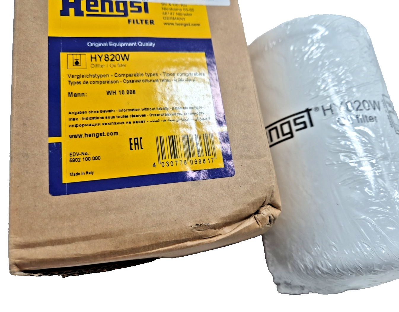 Hengst HY820W Hydraulic Filter automatic transmission Mann WH10008 - Incl VAT