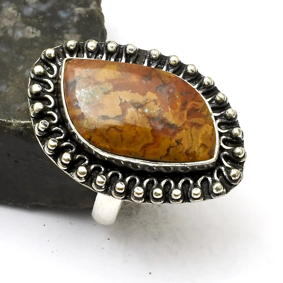 Naht Achat Edelstein Handarbeit Ring Schmuck für Neujahr US-Größe - 7,5 AR 33307