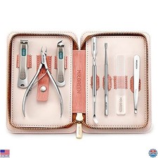 7-in-1 Stainless Steel Manicure Set with Travel Case, Nail Clippers  Tools