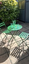 Garden Metal Bistro Three Piece Folding Patio Furniture Set In Good Condition
