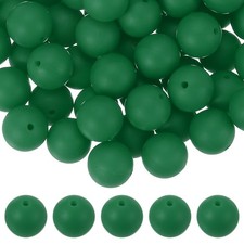 60 Pcs Silicone Beads, 15mm Bulk Beads for Keychain Making, Green