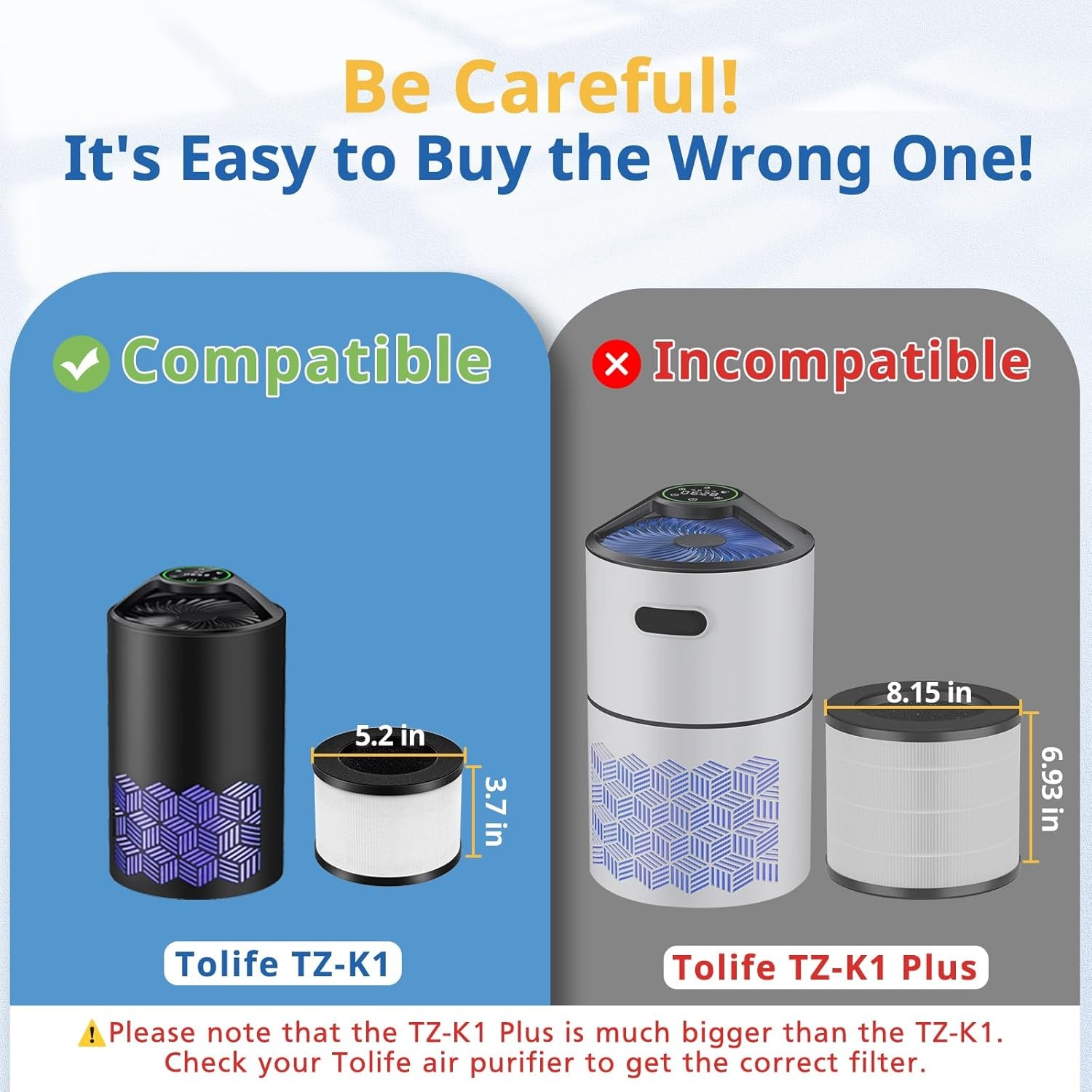 2 Pack TZ K1 Replacement Filter Compatible With FreAire Air Purifier ToLife