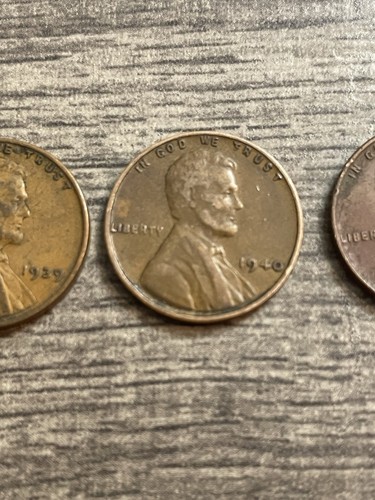 Lot Of 5 Lincoln Wheat Cents 1939, 1940, 1941, 1942, 1943 One Of Each Year - Picture 3 of 7