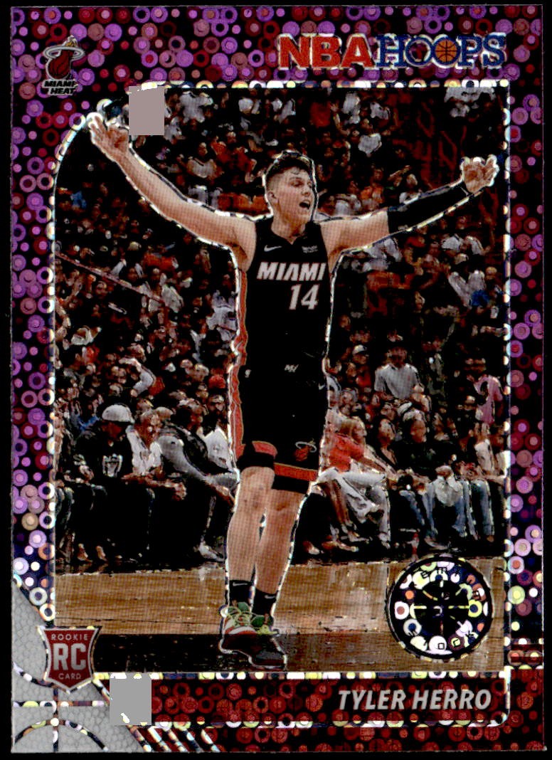 2019-20 Hoops Premium Stock #210 Tyler Herro Prizms Purple Disco Rookie E1