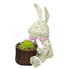 Gardener Select® White Wicker Bunny Topiary - Medium - 9in H