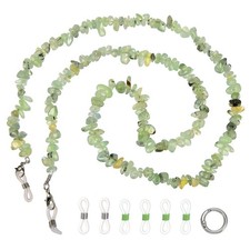 Natural Stone Chip Beaded Eyeglass Chain for Women, 28 Inch Light Green