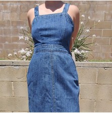 Universal Thread Denim Dress Size 6 Midi Bib Apron Style Criss Cross Back Jean