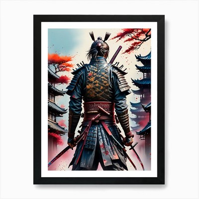 Samurai Krieger 1 Kunstdruck gerahmt Wandbild Poster Leinwanddruck Bild