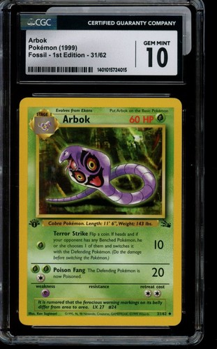 Arbok (1st Edition) graded CGC 10 for sale on eBay