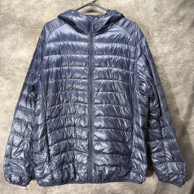 Uniqlo Ultra Light Down Hooded Puffer Jacket Mens XL Navy Blue Quilted Nano Puff