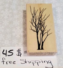 Vintage Stampscapes Wood Mounted Rubber Stamp Leafless Limbs Tree 2 X 4-1/2
