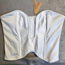 New SKIMS Bridal Romance Satin Plunge Corset CR-CRP-5409W Snow White XL
