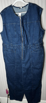 Universal Thread Jumpsuit Womens 22 Dark Wash Denim Zip Front Pockets Snap  NEW