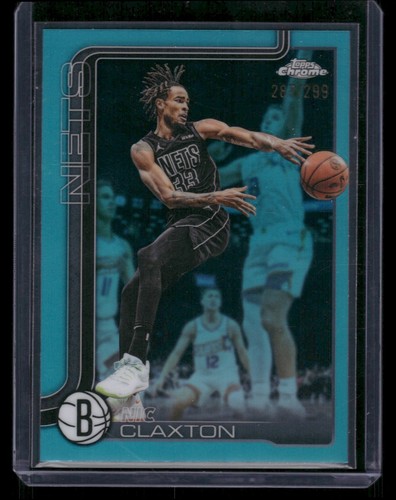 NIC CLAXTON 2025-26 TOPPS CHROME UPDATE #123 TEAL REFRACTOR 287/299 NETS