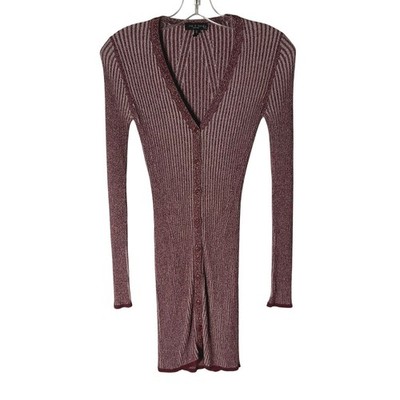 Rag & Bone Alexis Dress Ribbed Knit Button Front Mini Red Metallic Size XS $325