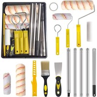 Paint Roller Brush Set with Extension Poles Wallpaper Scraper Decorating Tools