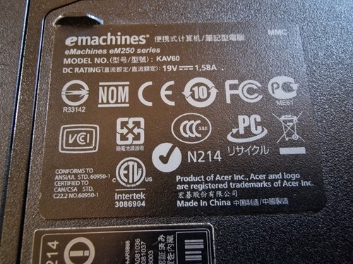 eMachines eM250 Windows XP Atom N270 1.6GHz 1GB RAM 160GB HDD 10.1" Untested - Picture 8 of 15