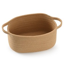 Happyiren Cute Woven Gift Basket with Handle   Brown Storage Basket Empty, Gi...