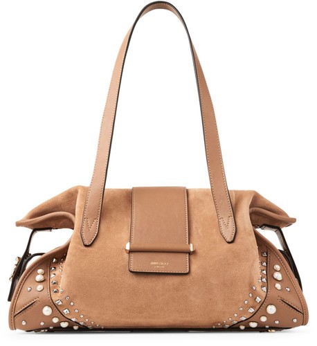 JIMMY CHOO Medium Bar TOFFEE/IVORY/SHINY GOLD Shoulder Bag New & Authentic