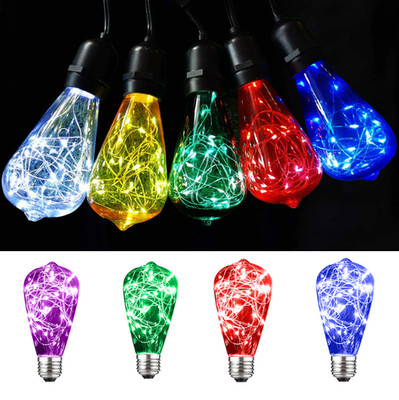 1x LED Edison String Nacht Glühbirne E27 ST64 Glas LED Edison Glühbirnen