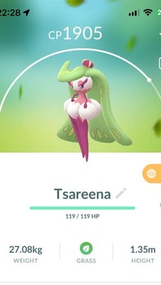 Tsareena Pokemon Gen7 GO Pokémon Ultra League Not Shiny Alola Bounsweet Read Des