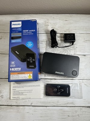 Philips 4 Port HDMI Switch Elite 4K Ultra HD With Wireless Remote - New Open Box