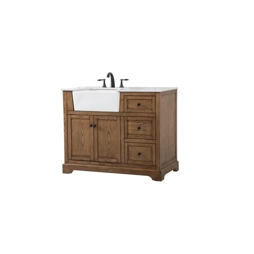Elegant Decor Franklin 42" Aluminum MDF Single Bathroom Vanity in Driftwood - Picture 8 of 9