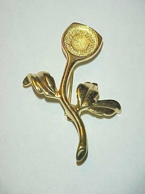 VINTAGE STAMPED SIGNED ''JOAN RIVERS'' GOLD 10mm. UNSET FLOWER 2'' BROOCH PIN L975