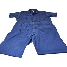 Vtg Key Short Sleeve Coveralls Jumpsuit Men 54 Reg Blue Tan Mechanic Farm USA