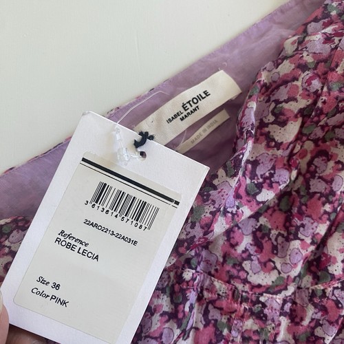 NWT Etoile Isabel Marant Lecia pink floral one shoulder dress EU36 - Picture 6 of 10