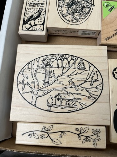 Vtg Birds Rubber Stamps Lot 15 Wooden 4 W/out Wood Invoke Arts Hero Northwoods - Picture 7 of 13