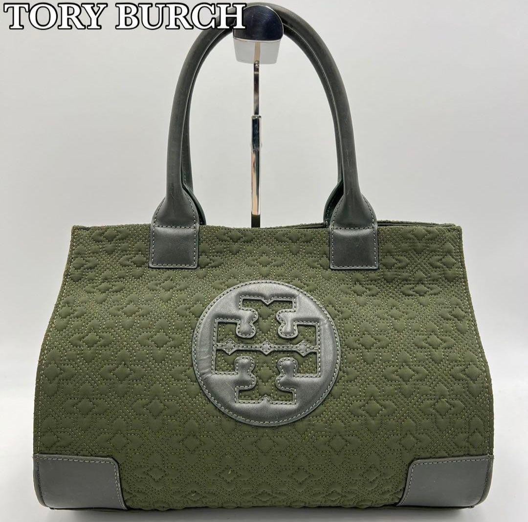 Tory Burch ELLA  Tote Handbag Nylon Leather Moss Green Women's From Japan thumbnail 19