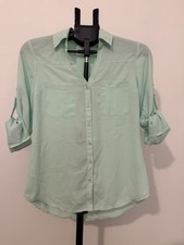  EXPRESS Portofino Teal Blouse Top Shirt XS L...