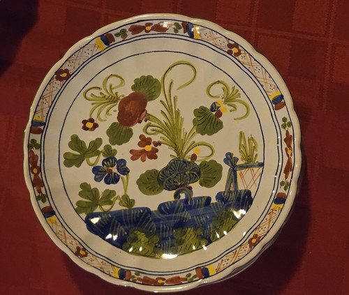 FAENZA BLUE CARNATION Ceramic Bread Plates Hand-Painted (Italy)