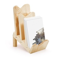 Brochure Holder, 3-Tier Pine Wood Brochure Display Stand Trifold Literature H...