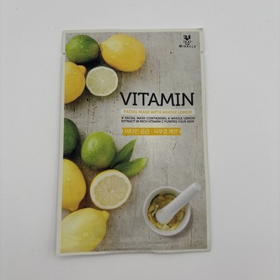 24 Miracle Vitamin Facial Mask w/ Whole Lemon in Vitamin C Purifies Skin 10 Pack