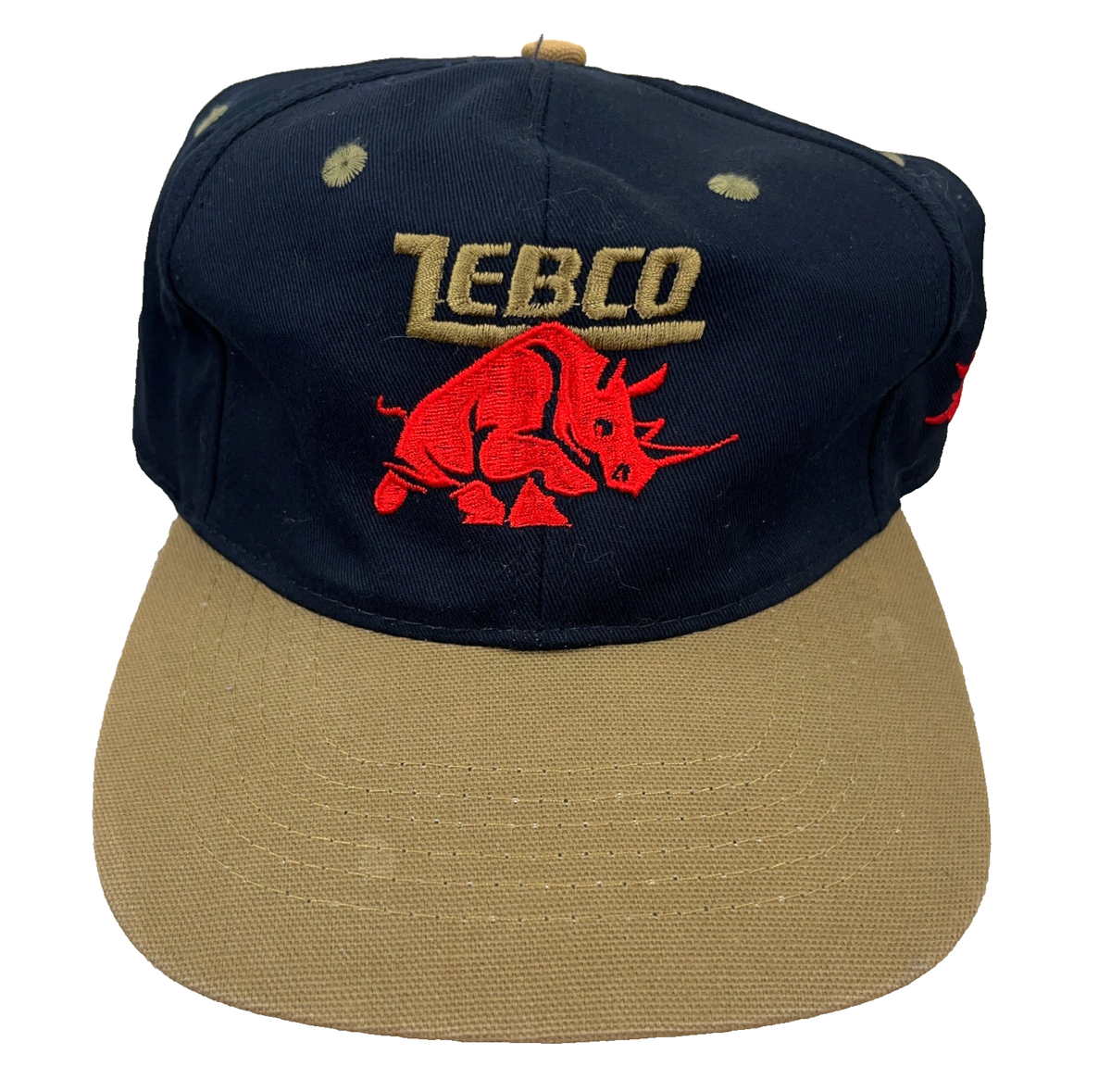 Vintage Fishing Hat Cap Strap Back Zebco Rhino Reels 90s Y2K Promo